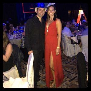 Red dress with high slit - size small